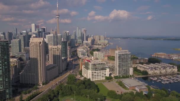 Vídeo Aéreo Del Centro Toronto Hermoso Día Soleado — Vídeo de stock