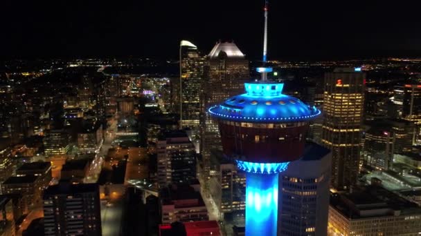 Luftbild Der Innenstadt Von Calgary Bei Nacht — Stockvideo