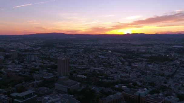 Luftbild Der Innenstadt Von Quebec Bei Sonnenuntergang — Stockvideo