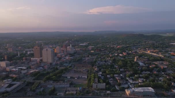 Luftbild Der Innenstadt Von Newhaven Bei Sonnenuntergang — Stockvideo