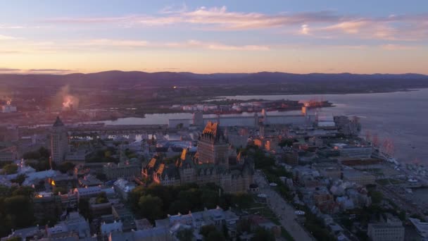 Vidéo Aérienne De Québec Centre Ville Au Coucher Du Soleil