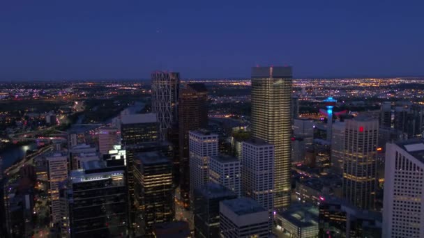 Letecké Video Města Calgary Noci — Stock video