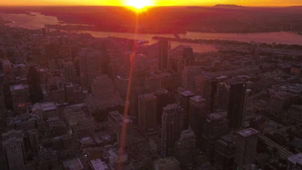 Canadá Aéreo Ciudad Montreal Amanecer Una Hermosa Mañana — Vídeo de stock