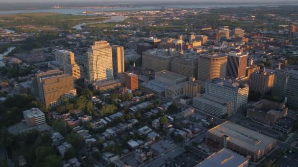 Luchtfoto Delaware Wilmington Zonsondergang Dag — Stockvideo