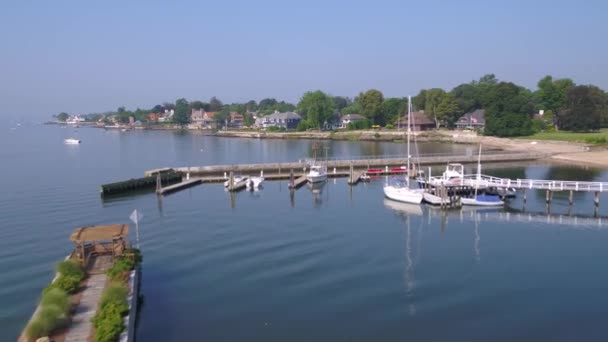 Aerial Video Downtown Stamford Harbor — Stock Video