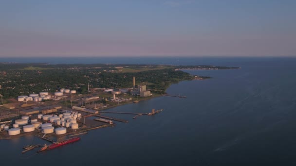 Aerial Video Downtown Newhaven Sunset — Stock Video