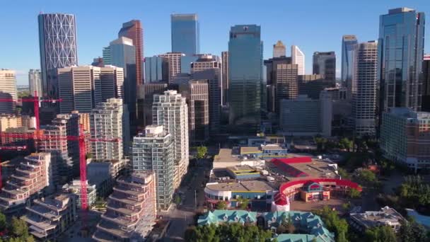 Luftbild Der Innenstadt Von Calgary Einem Sonnigen Tag — Stockvideo