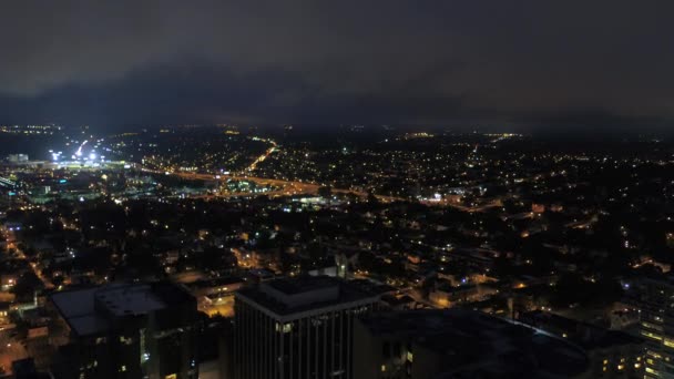 Luftbild Der Innenstadt Von Wilmington Bei Nacht — Stockvideo