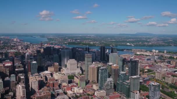 Aerial Kanada Montreal Downtown Solig Dag — Stockvideo
