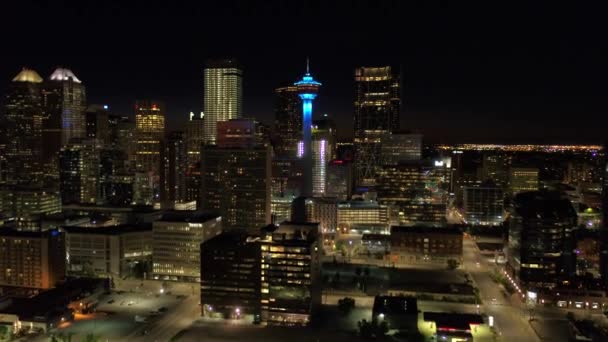Antenowe Video Centrum Calgary Nocy — Wideo stockowe