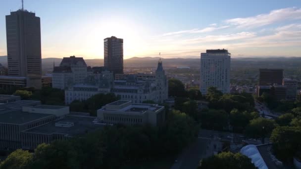 魁北克城市的空中视频在一个美丽晴朗的日子 — 图库视频影像