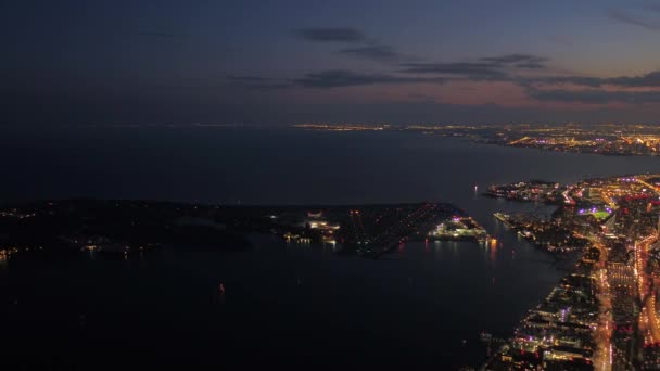 Повітряні Відео Міста Торонто Вночі Гарне Місто Вогнів — стокове відео