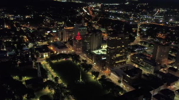 Aerial Video Downtown Newhaven Night — Stock Video