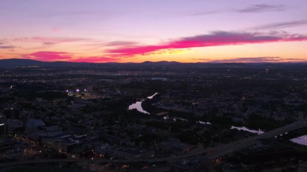 Luftbild Der Innenstadt Von Quebec Bei Sonnenuntergang — Stockvideo