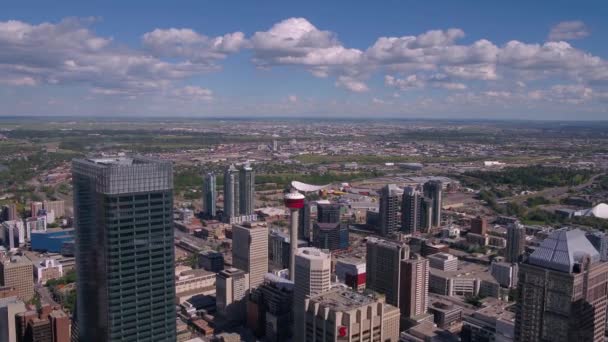 Vídeo Aéreo Del Centro Calgary Día Soleado — Vídeos de Stock