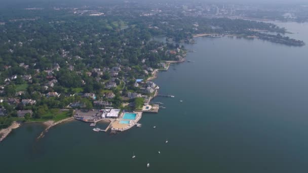 Aerial Video Downtown Stamford Harbor — Stock Video