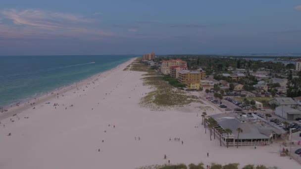 Luchtfoto Video Van Tampa Pete Beach Bij Zonsondergang — Stockvideo