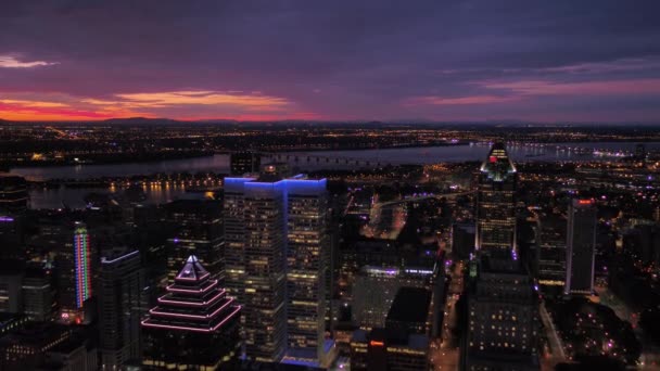 在美丽的早晨日出的蒙特利尔城市的空中加拿大 — 图库视频影像