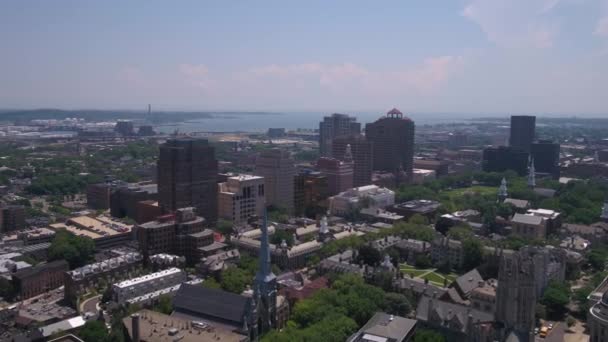 Aerial Video Downtown Newhaven Sunny Day — Stock Video
