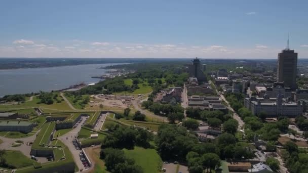 Aerial Video Quebec City Vacker Solig Dag — Stockvideo