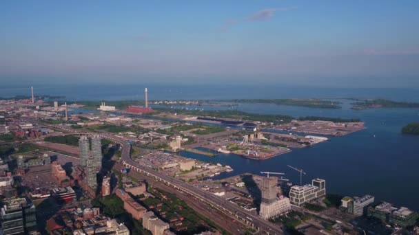 Luchtfoto Video Van Downtown Toronto Een Mooie Zonnige Dag — Stockvideo