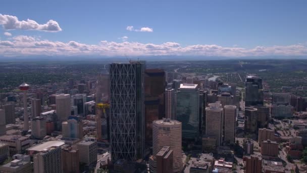 Aerial Video Downtown Calgary Sunny Day — Stock Video