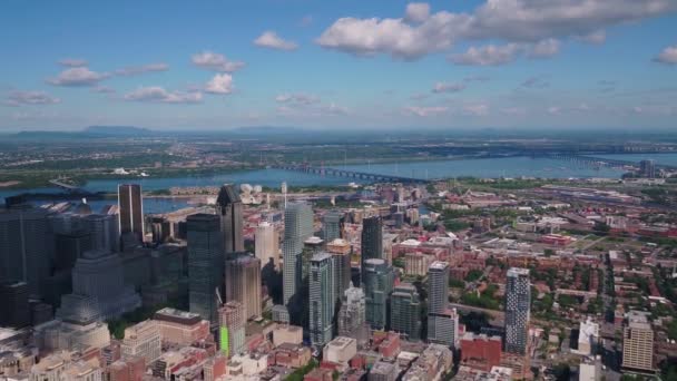Aerial Canada Montreal Downtown Sunny Day — Stock Video