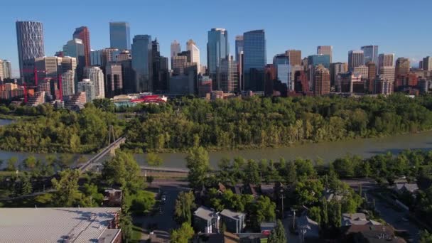 Aerial Video Downtown Calgary Solig Dag — Stockvideo