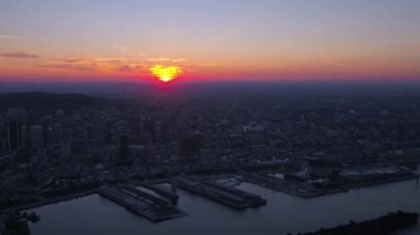 Montreal hava video şehir merkezinde güzel bir akşam gün batımında