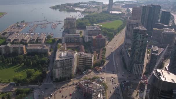 Aerial Video Downtown Toronto Beautiful Sunny Day — Stock Video