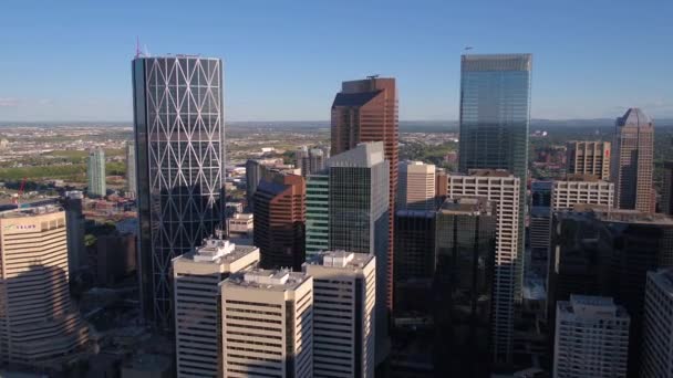 Antenowe Video Centrum Calgary Słoneczny Dzień — Wideo stockowe