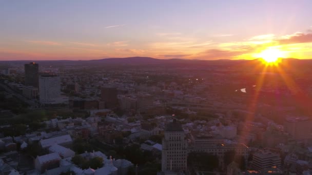 Luftbild Der Innenstadt Von Quebec Bei Sonnenuntergang — Stockvideo