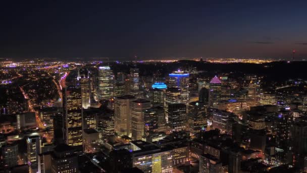 Lotnicze Wideo Montreal Downtown Nocy — Wideo stockowe