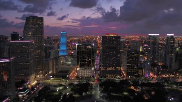 Video Aereo Del Centro Miami Notte — Video Stock