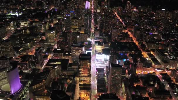 Luchtfoto Video Van Downtown Toronto Night Met Mooie Stadslichten — Stockvideo