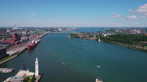 Aerial Canada Montreal Downtown Sunny Day — Stock Video