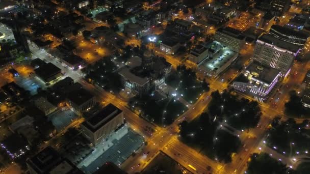 Antenowe Video Centrum Denver Nocy — Wideo stockowe