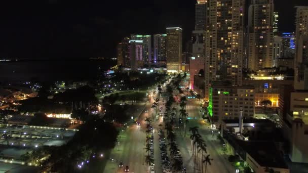 Letecké Video Centru Miami Noci — Stock video