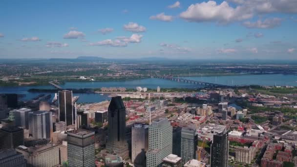 Aerial Canada Montreal Downtown Sunny Day — Stock Video