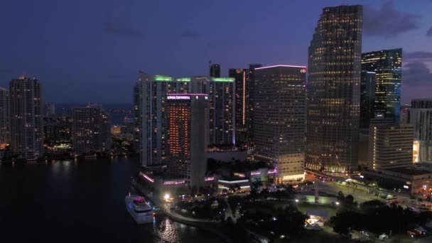 Vídeo Aéreo Centro Miami Noite — Vídeo de Stock