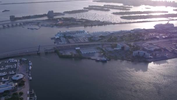 Vídeo Aéreo Del Centro Miami Día Soleado — Vídeo de stock