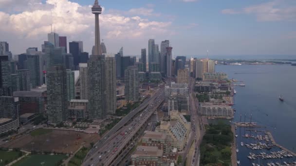 Aerial Video Downtown Toronto Vacker Solig Dag — Stockvideo