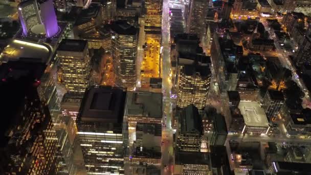 Luchtfoto Video Van Downtown Toronto Night Met Mooie Stadslichten — Stockvideo