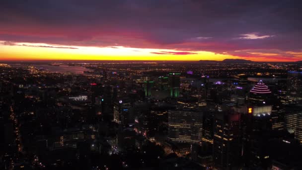 Luchtfoto Canada Van Montreal Stad Bij Zonsopgang Een Mooie Ochtend — Stockvideo