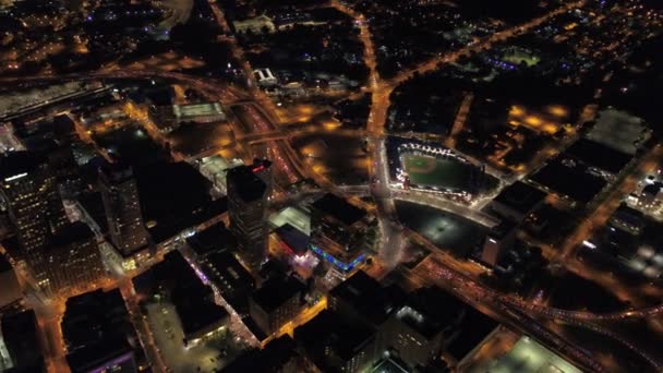Lotnicze Wideo Miasta Hartford Nocy — Wideo stockowe