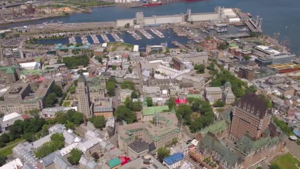 Aerial Video Quebec City Beautiful Sunny Day — Stock Video