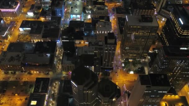 Видео Воздуха Центре Денвера Ночью — стоковое видео