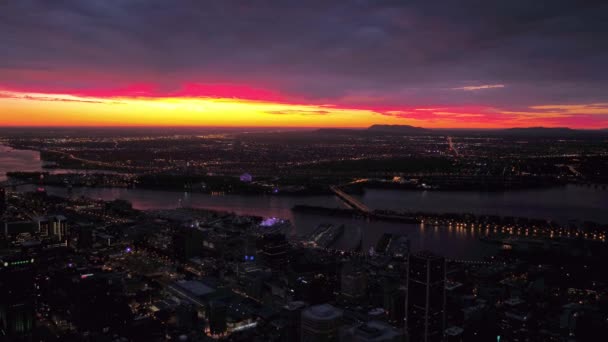 在美丽的早晨日出的蒙特利尔城市的空中加拿大 — 图库视频影像