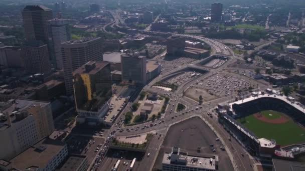 Vídeo Aéreo Del Centro Hartford Día Soleado — Vídeos de Stock