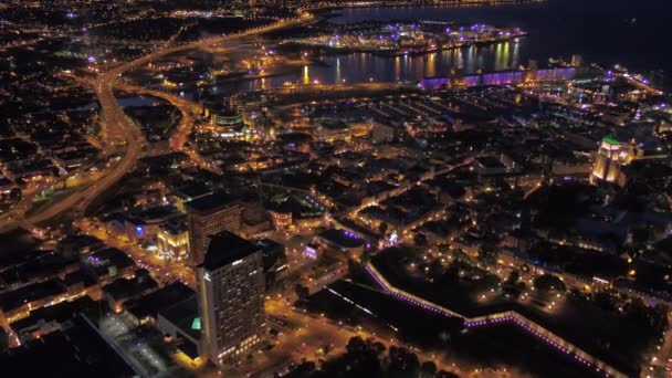 Luchtfoto Video Van Quebec City Centrum Nachts — Stockvideo